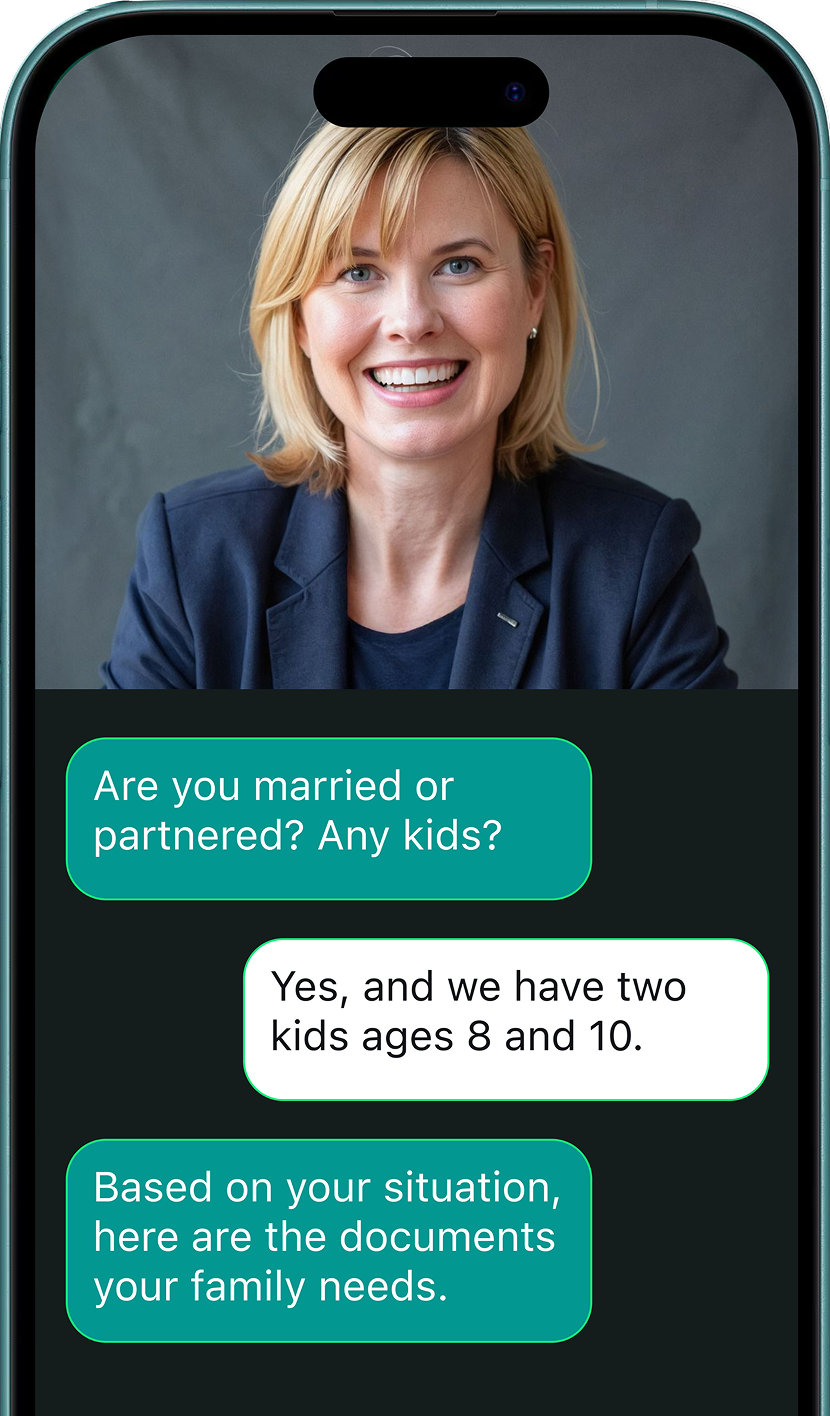 JodAI estate planning interview on a phone